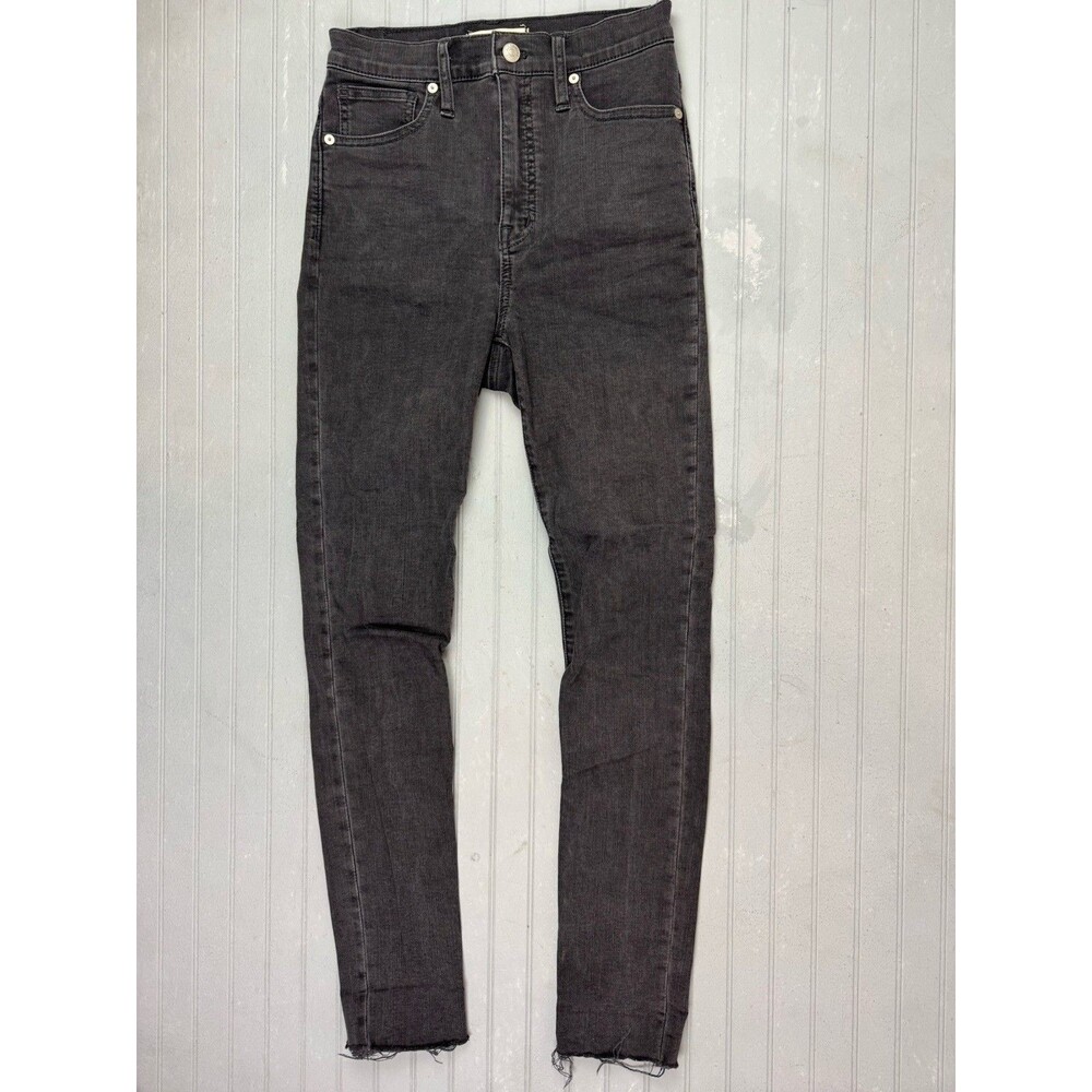 Madewell Size 25 Womens Jeans 11" Hi Rise Skinny Raw Hem Black Stretch